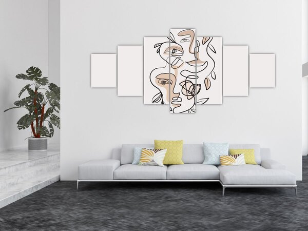 Obraz - Line art obličeje (210x100 cm)