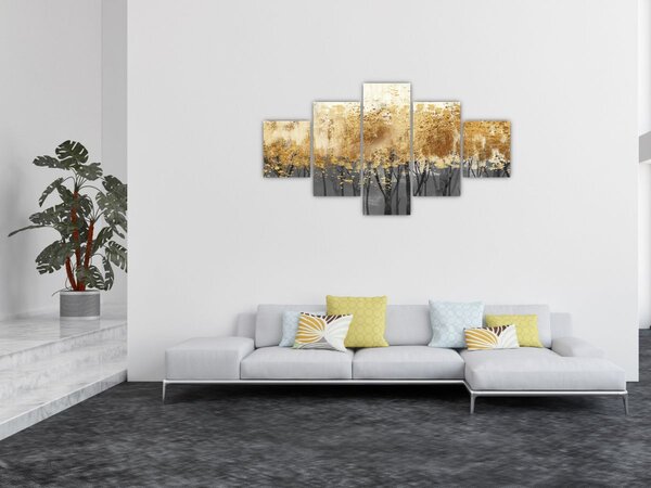 Obraz - Zlaté stromy (125x70 cm)