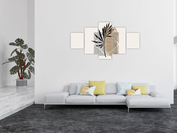 Obraz - Abstrakce s tropickými listy N⁰1 (125x70 cm)