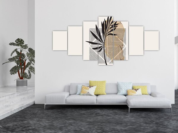 Obraz - Abstrakce s tropickými listy N⁰1 (210x100 cm)