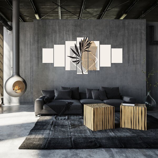 Obraz - Abstrakce s tropickými listy N⁰1 (210x100 cm)