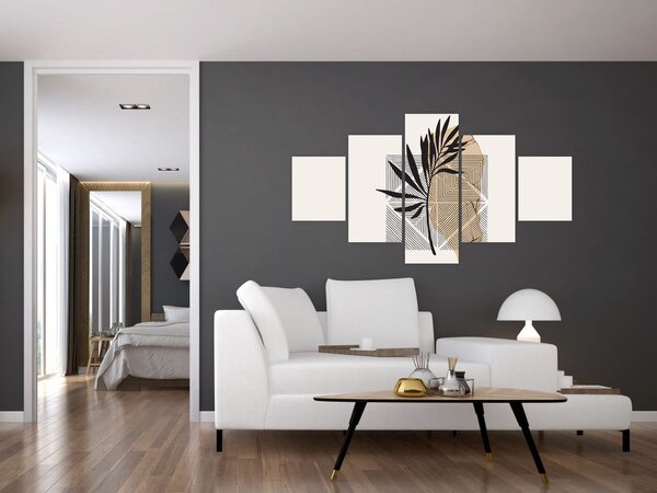 Obraz - Abstrakce s tropickými listy N⁰1 (125x70 cm)
