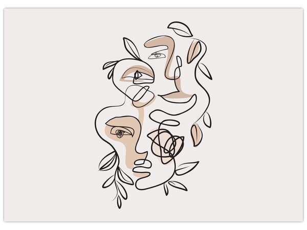 Obraz - Line art obličeje (70x50 cm)