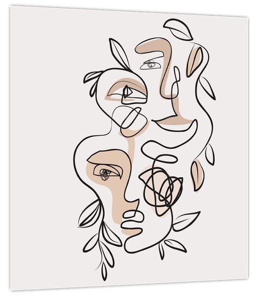 Obraz - Line art obličeje (30x30 cm)