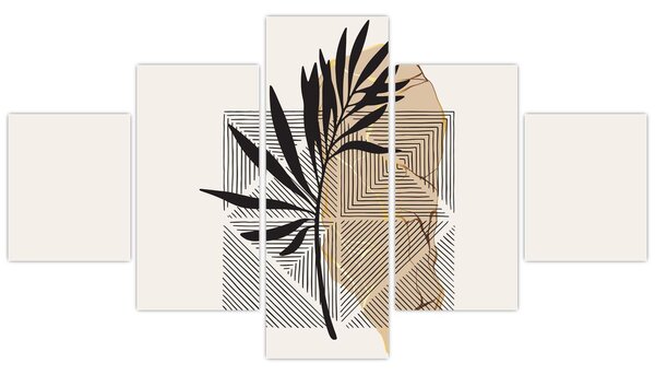 Obraz - Abstrakce s tropickými listy N⁰1 (125x70 cm)