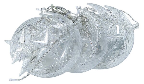 Vnitřní LED vánoční závěs - Hvězdička v náručí měsíce, 3m, 138 LED Barva: Různobarevná