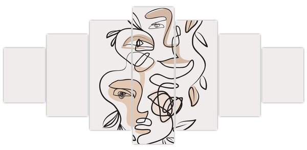 Obraz - Line art obličeje (210x100 cm)