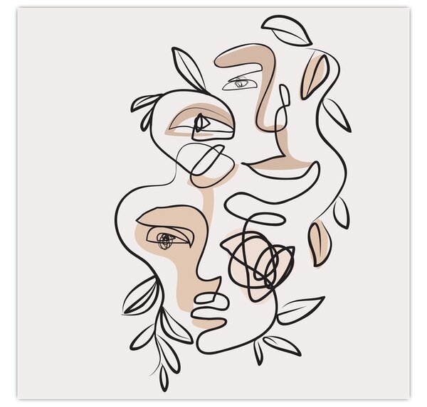Obraz - Line art obličeje (30x30 cm)