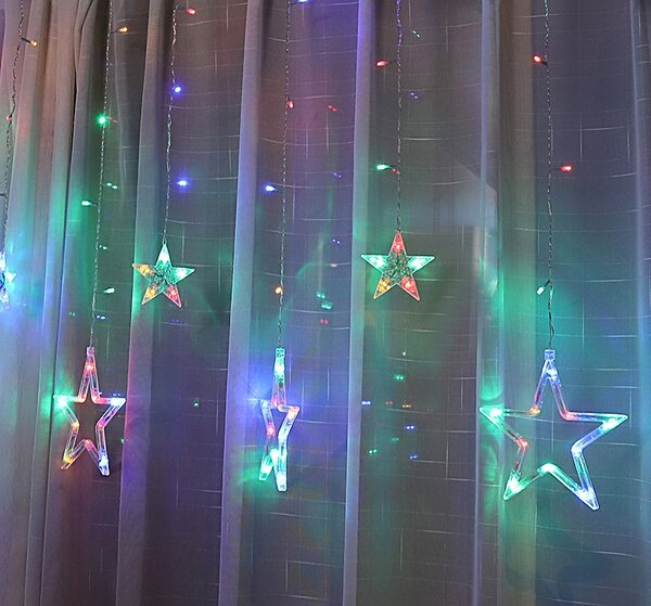 Vnitřní LED vánoční závěs - Hvězdy , 3m, 138 LED, různé barvy na výběr Barva: Studená bílá