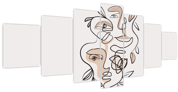 Obraz - Line art obličeje (210x100 cm)