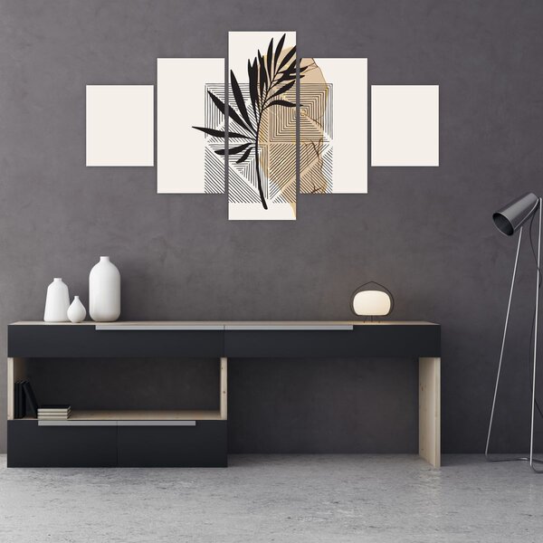 Obraz - Abstrakce s tropickými listy N⁰1 (125x70 cm)