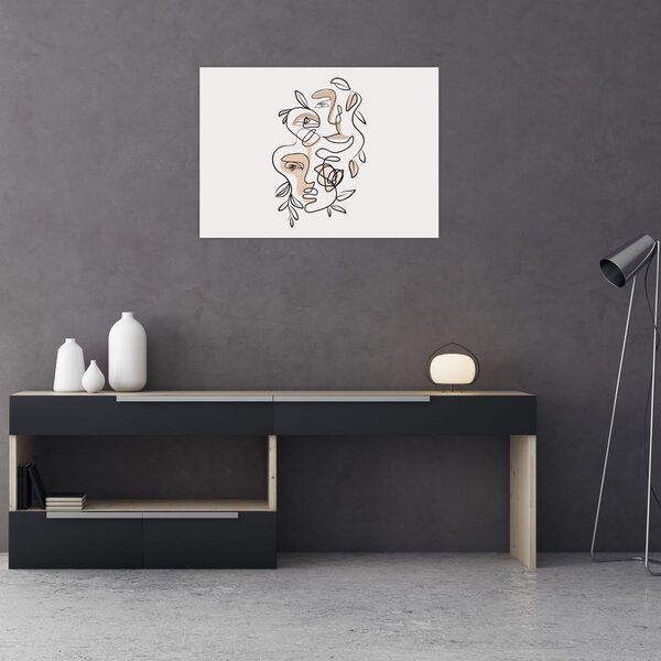 Obraz - Line art obličeje (70x50 cm)