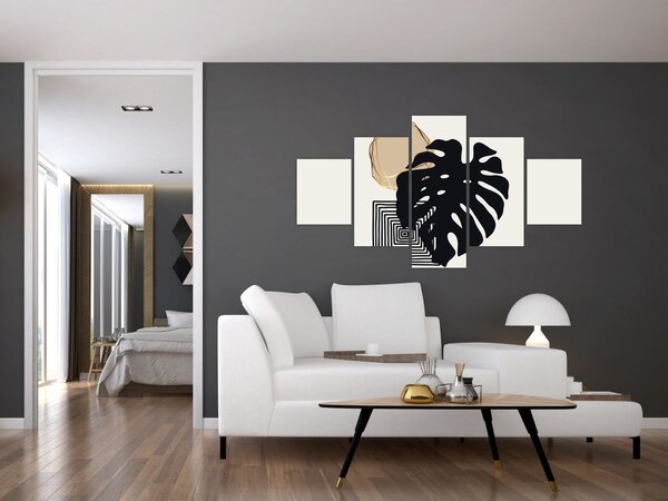 Obraz - Abstrakce s tropickými listy N⁰2 (125x70 cm)