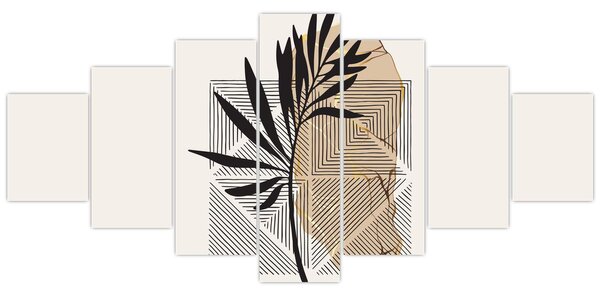 Obraz - Abstrakce s tropickými listy N⁰1 (210x100 cm)