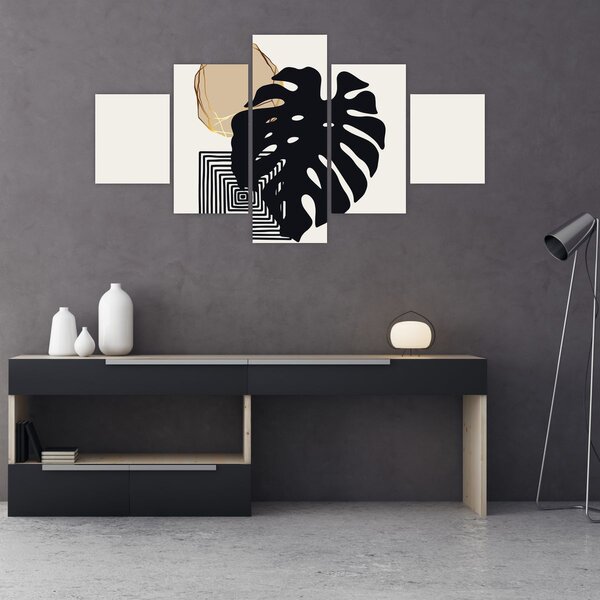 Obraz - Abstrakce s tropickými listy N⁰2 (125x70 cm)