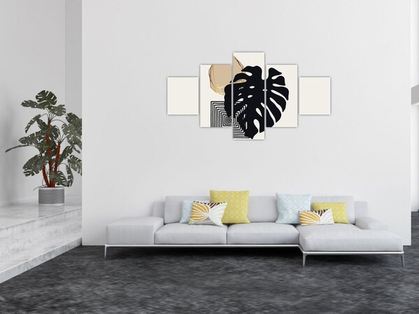 Obraz - Abstrakce s tropickými listy N⁰2 (125x70 cm)