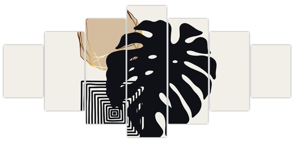 Obraz - Abstrakce s tropickými listy N⁰2 (210x100 cm)