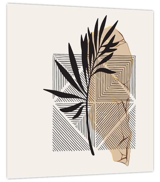Obraz - Abstrakce s tropickými listy N⁰1 (30x30 cm)