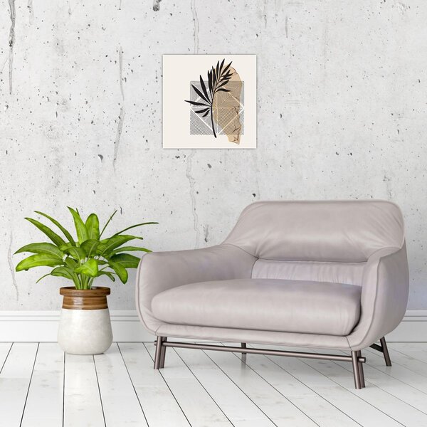 Obraz - Abstrakce s tropickými listy N⁰1 (30x30 cm)