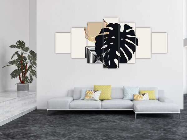 Obraz - Abstrakce s tropickými listy N⁰2 (210x100 cm)
