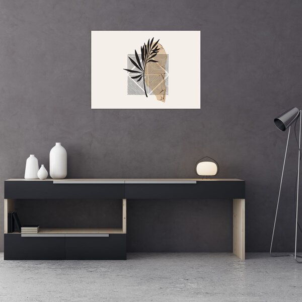 Obraz - Abstrakce s tropickými listy N⁰1 (70x50 cm)