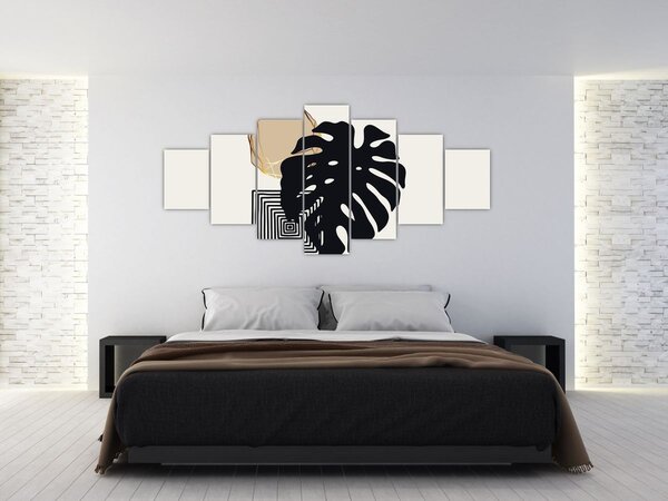 Obraz - Abstrakce s tropickými listy N⁰2 (210x100 cm)