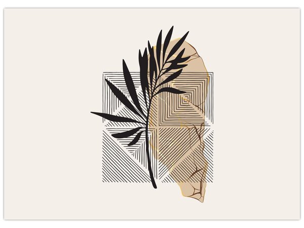 Obraz - Abstrakce s tropickými listy N⁰1 (70x50 cm)
