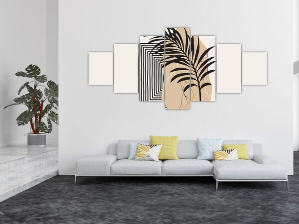 Obraz - Abstrakce s tropickými listy N⁰3 (210x100 cm)