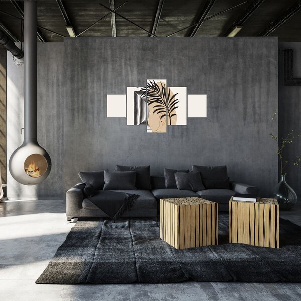 Obraz - Abstrakce s tropickými listy N⁰3 (125x70 cm)