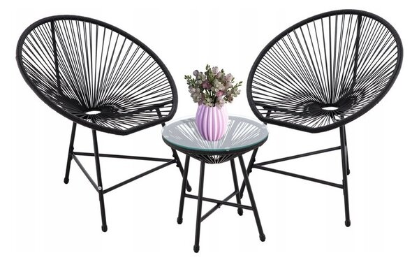 GARDEN LINE Sada zahradního nábytku pro 2 osoby + stolek v černé barvě