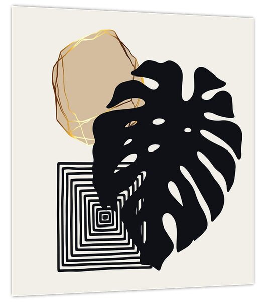 Obraz - Abstrakce s tropickými listy N⁰2 (30x30 cm)
