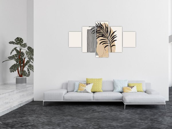 Obraz - Abstrakce s tropickými listy N⁰3 (125x70 cm)