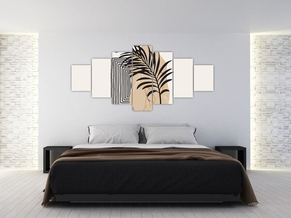 Obraz - Abstrakce s tropickými listy N⁰3 (210x100 cm)