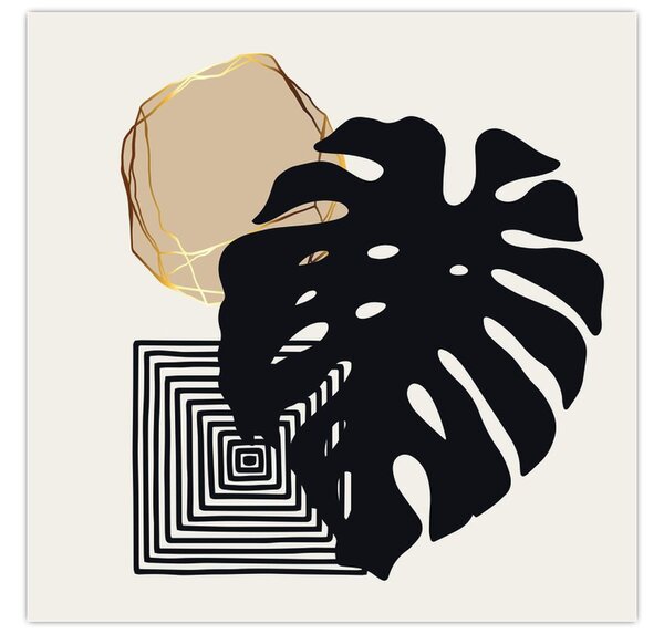 Obraz - Abstrakce s tropickými listy N⁰2 (30x30 cm)