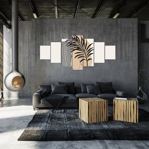 Obraz - Abstrakce s tropickými listy N⁰3 (210x100 cm)