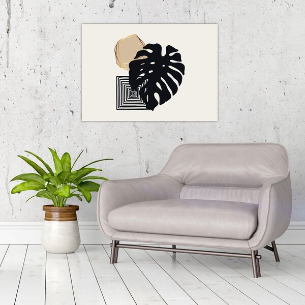 Obraz - Abstrakce s tropickými listy N⁰2 (70x50 cm)