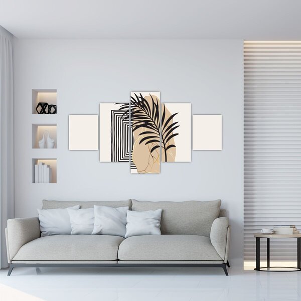 Obraz - Abstrakce s tropickými listy N⁰3 (125x70 cm)