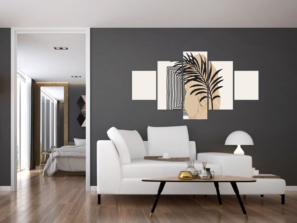 Obraz - Abstrakce s tropickými listy N⁰3 (125x70 cm)