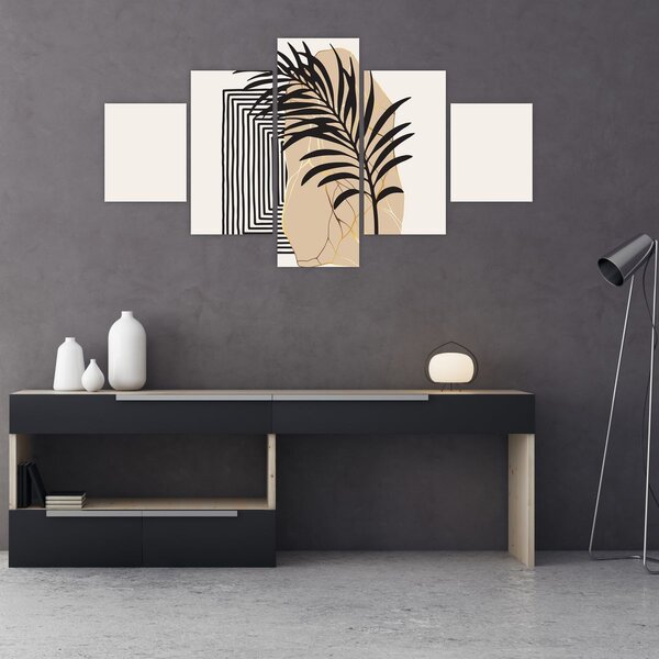 Obraz - Abstrakce s tropickými listy N⁰3 (125x70 cm)