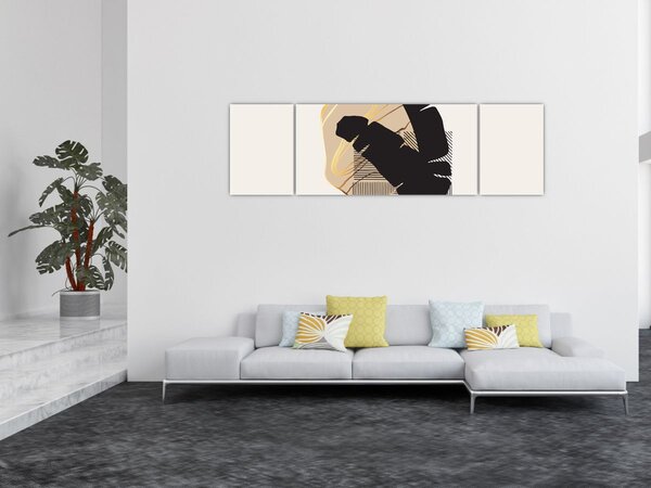 Obraz - Abstrakce s tropickými listy N⁰4 (170x50 cm)