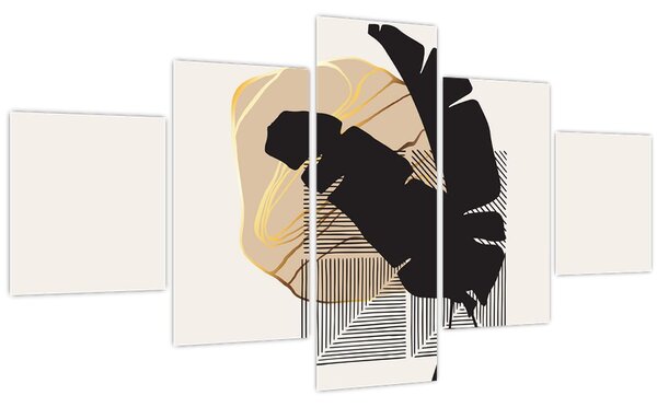 Obraz - Abstrakce s tropickými listy N⁰4 (125x70 cm)