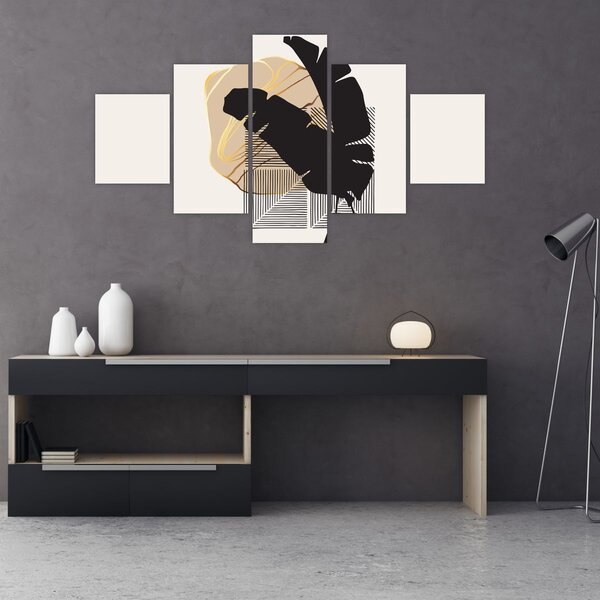 Obraz - Abstrakce s tropickými listy N⁰4 (125x70 cm)