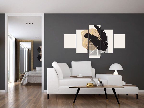 Obraz - Abstrakce s tropickými listy N⁰4 (125x70 cm)