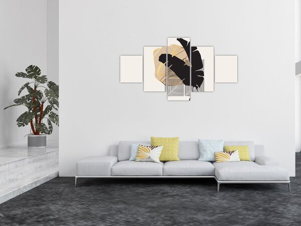 Obraz - Abstrakce s tropickými listy N⁰4 (125x70 cm)