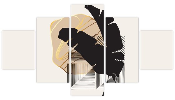 Obraz - Abstrakce s tropickými listy N⁰4 (125x70 cm)