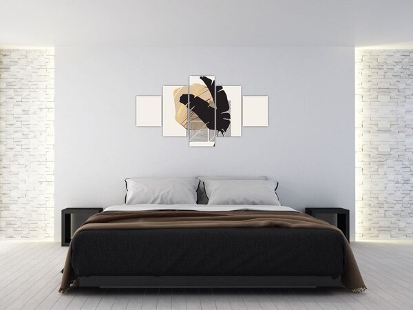 Obraz - Abstrakce s tropickými listy N⁰4 (125x70 cm)