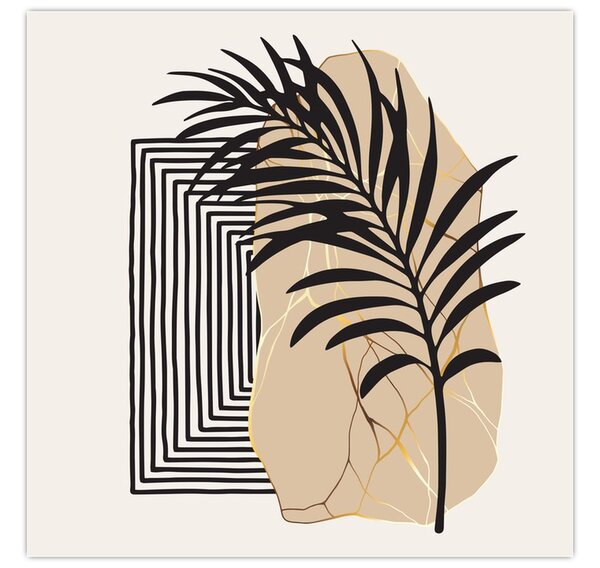 Obraz - Abstrakce s tropickými listy N⁰3 (30x30 cm)