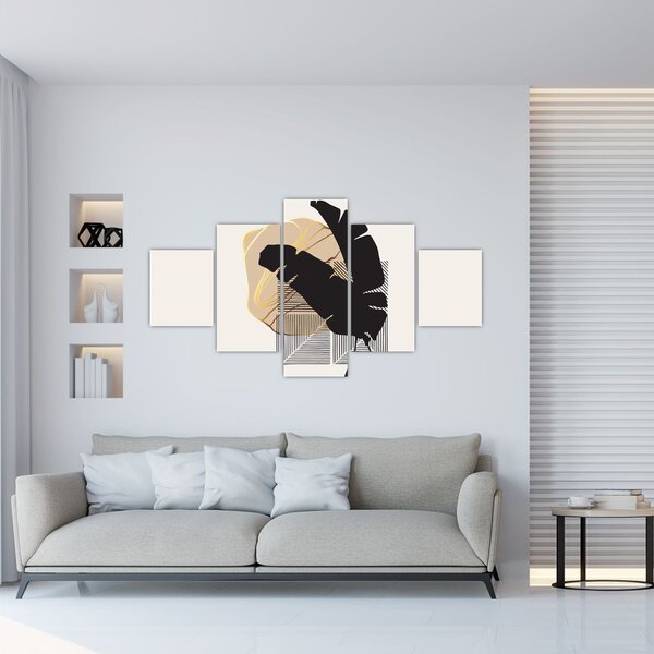 Obraz - Abstrakce s tropickými listy N⁰4 (125x70 cm)