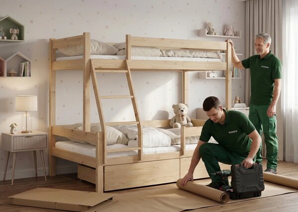Patrová postel pro 3 děti Gardo Bezbarvý lak