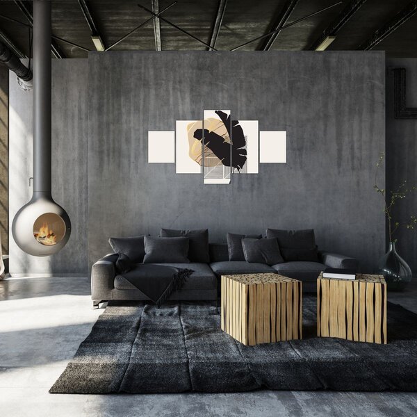 Obraz - Abstrakce s tropickými listy N⁰4 (125x70 cm)